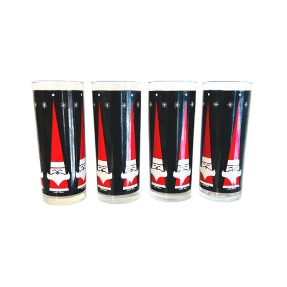 Mid Century Holt Howard Libby SANTA Glasses, Santa Tumblers, Set of 10 - Picture 9 of 11